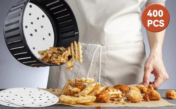 400 stk. 6,1 tommer Airfryer-foringer, perforerede runde ark til Airfryer-tilbehør