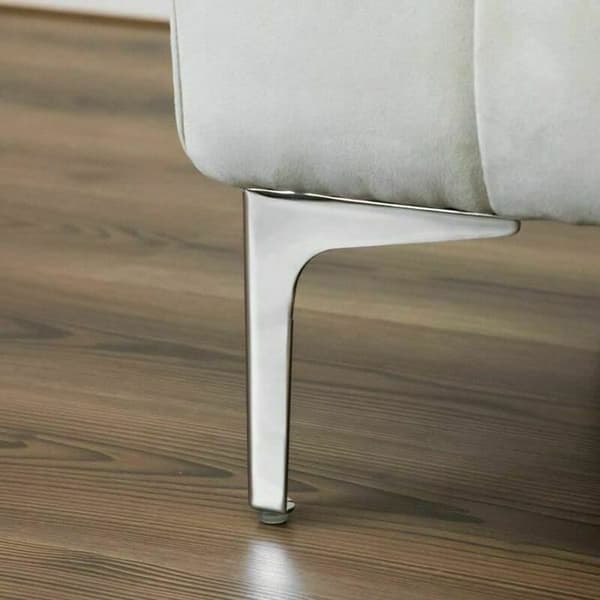 Bordsben, set med 4 möbelben i metall 15 cm höjd - modern stil - triangel, silver