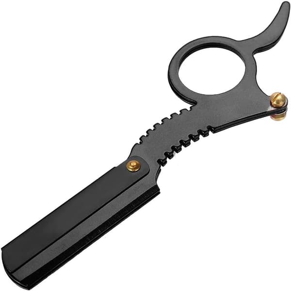 (Sort) Barberkniv i rustfrit stål til mænd, tommelfingerformet, ZQKLA
