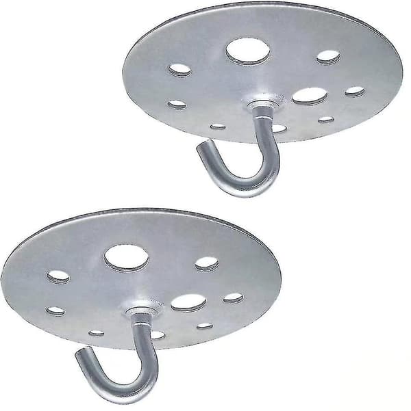 Metalkrog til loftmontering med rund base, 90 mm, kraftig krog til loftlampe, 2 stk.