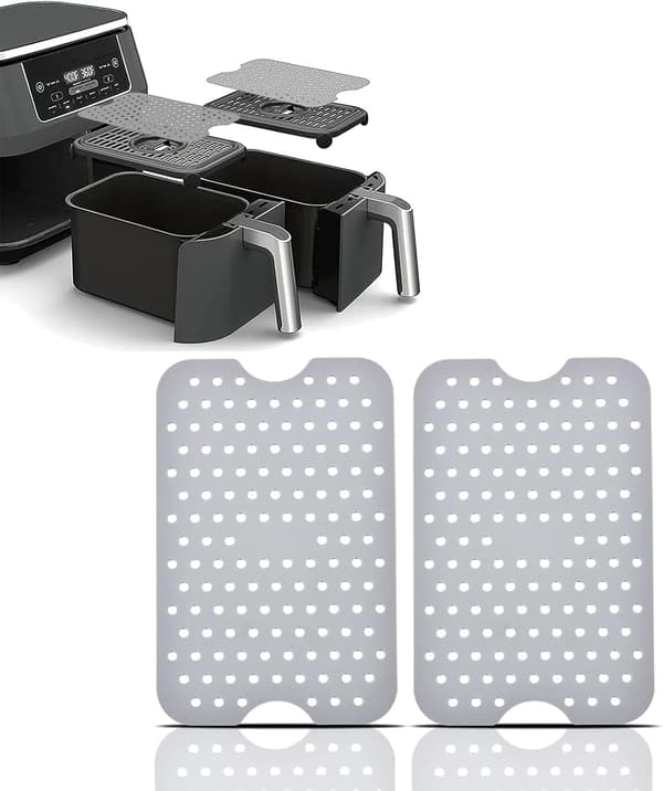 Airfryer-tilbehør, silikonformer til airfryer, dobbel kurv A