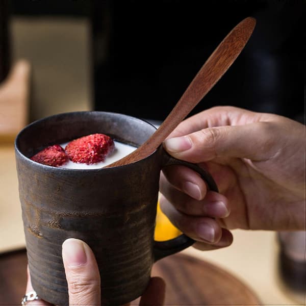 10 Stykker Træskeer til Mad, Miljøvenlige Håndlavede Teskeer til Middag, Salater, Desserter, Snacks