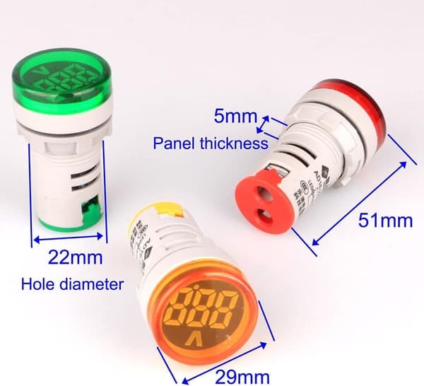 AC Spændingsdisplay 22mm LED Digital Display Voltmeter AC 60V, ZQKLA