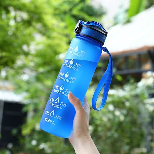 Vattenflaska Sport Drickskopp Plast Vattenkopp 1000ML - Lager Blå Blue