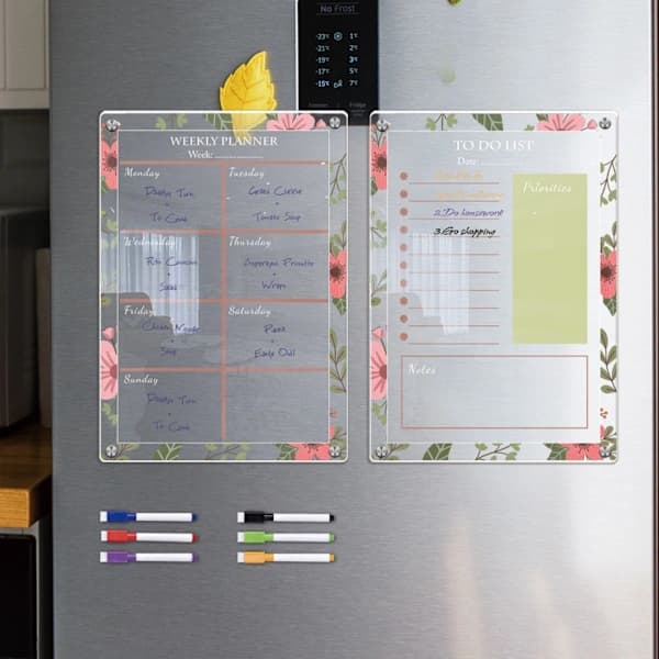 Akryl Magnetisk Ukeplanlegger Kalender for Kjøleskap Whiteboard - TYU053 null - TYU053 Stor