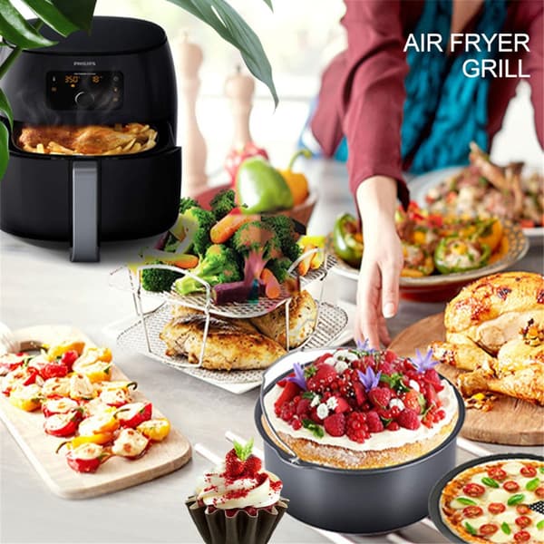 Tørrestativ til Airfryer, Airfryer-stativ med justerbar højde, 304 rustfrit stål grill Airfryer-tilbehør, robust og rustfrit