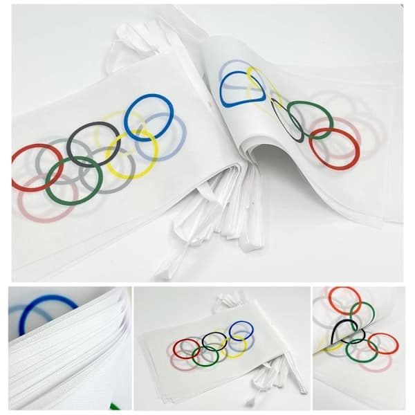 OL-flagg, 14*21cm dekorasjon til OL, baråpning, dekorasjon til internasjonale arrangementer, 10 meter, 20 flagg (2 stk)