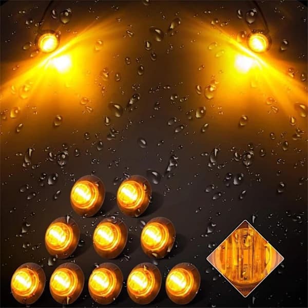 10x LED Sidemarkeringslys 12/24V LED Positionslys Trailer Sidelys Advarselslys til Lastbil Autocamper (Gul)