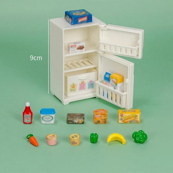 Miniatyrkök, Mini Kylskåpsleksak, Matlagningssimulering, Barnleksak Vit