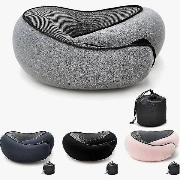 Rese Nackkudde U-formad Memory Foam Nackkuddar Massage Nackkudde Sovande Flygplanskudde Cervikal Hälsovård Kudde Svart