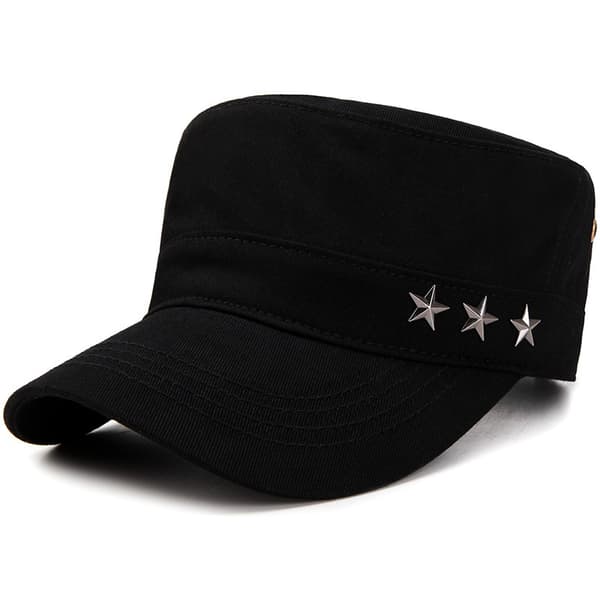 Män Kadett Armé Hatt Militärkeps Solhattar Utomhus Black