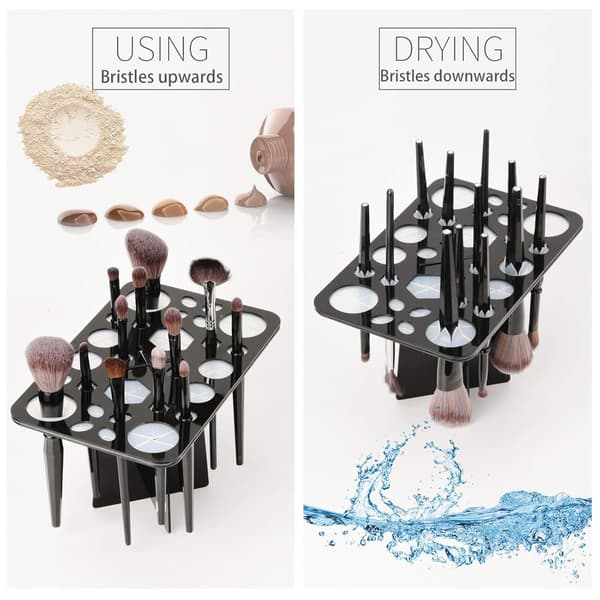 Makeupbørste tørrestativ, børstetørrer, foldbar 28 rum Ac