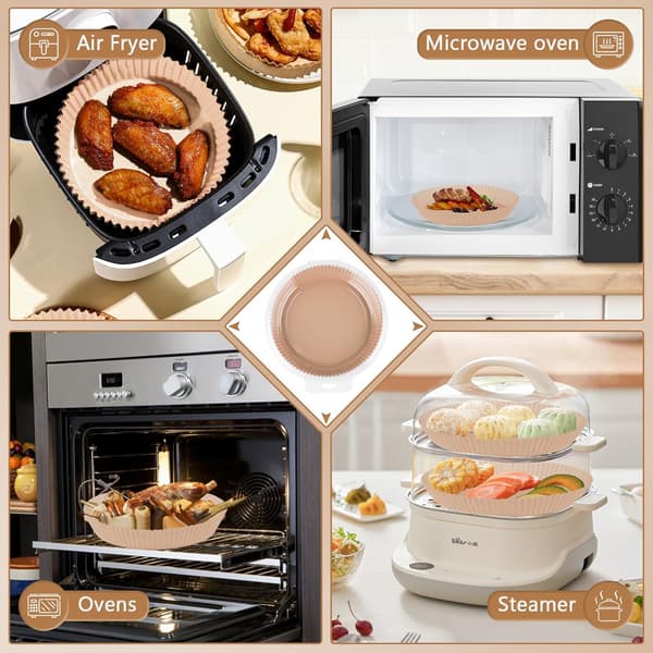 Airfryer bagepapir 200 stk - 20cm - Bagepapir - Airfryer tilbehør - Engangsbeholdere - Rund - Engangsbeholdere