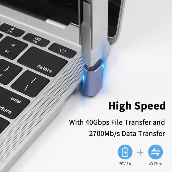USB C 90 asteen sovitin USB 4 -kaapelisovittimelle, 40 Gbps USB C -sovitin