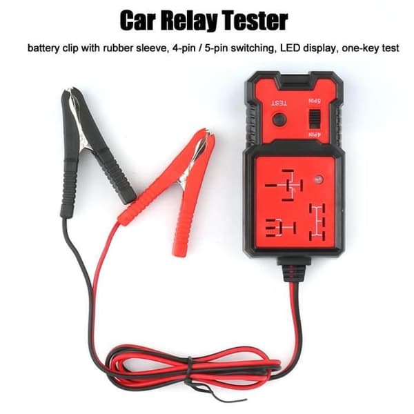 Relætester - 12V - Bærbar - LED-display - 4/5 ben