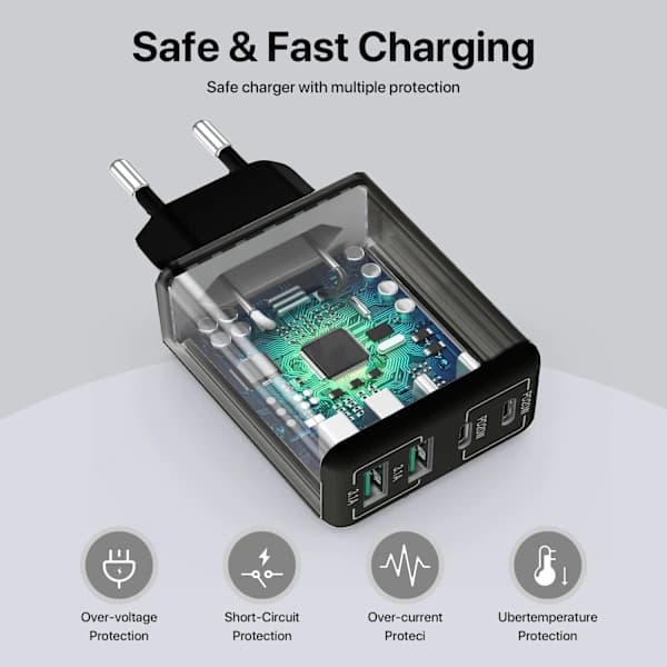 Kompatibel USB C-lader, 40W USB Multi Hurtiglader, Multiple USB-uttak USB-ladeadapter, USB-lader{EE}