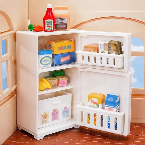 Miniatyrkök, Mini Kylskåpsleksak, Matlagningssimulering, Barnleksak Vit