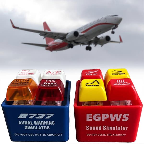 Nøglering til lille flycockpit EGPWS advarselslydsimulator Sjov gave til luftfartsentusiaster Piloter