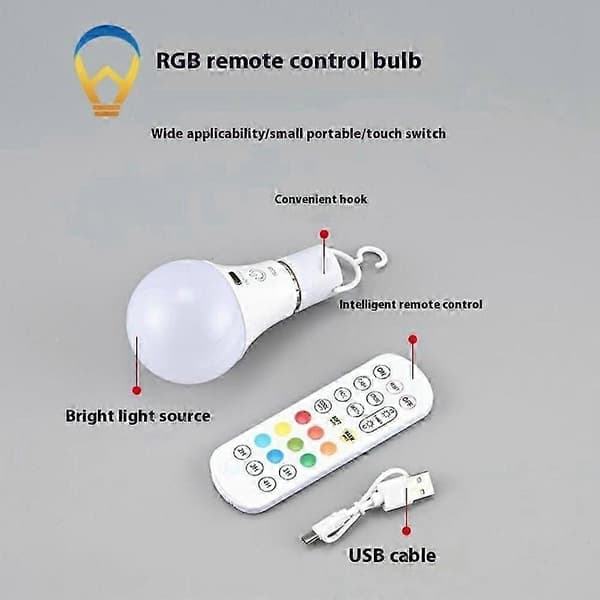 E27 RGB Oppladbar Lampe med Fjernkontroll og Timer Dimbar Berøringskontroll 2700{AZC}