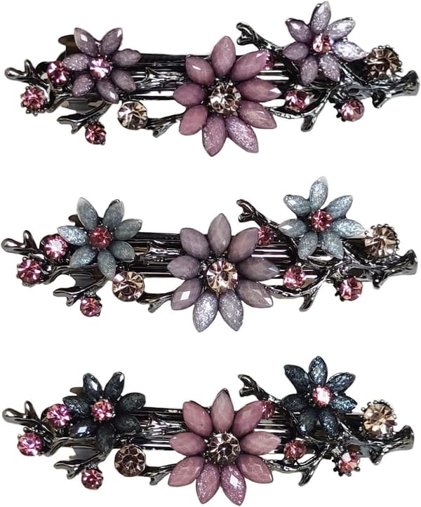 3 st hårklämmor Vintage Blomhårklämma för kvinnor Retro
