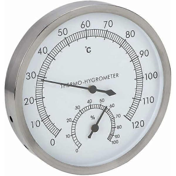 Saunatermometer, 2-i-1 rustfrit stål sauna Saunatilbehør Termometer Hygrometer Termo-hygro