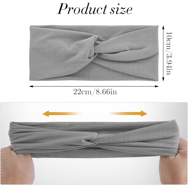 (Sort/Grå) 2 stk. brede hårbånd til kvinder, elastisk snoet, ZQKLA