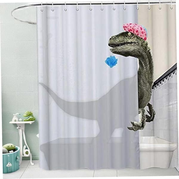 Duschdraperi med dinosaurier, 180x180 cm roligt duschdraperi, vattentät polyester