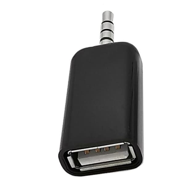 Auxiliary til USB-adapter 3,5 mm han-lydstik til USB2.0 hun-konverter til bilstereo MP3-afspilning fra UDisk sort