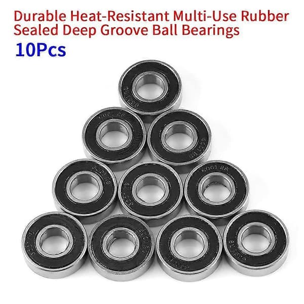 10-pack multifunktionella kullager med gummitätning, djupspår 6001-2RS (12 x 28 x 8 mm)