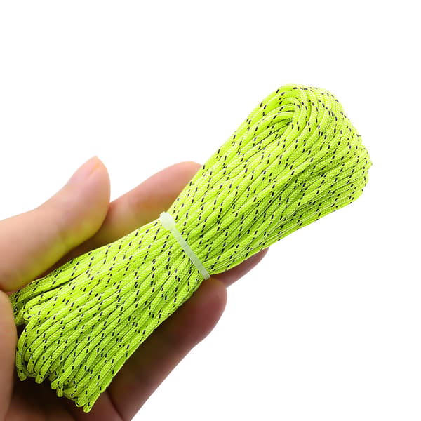 2 mm fluorescerande reflekterande tältrep campingrep paracord 20 meter (grön, 20 m)