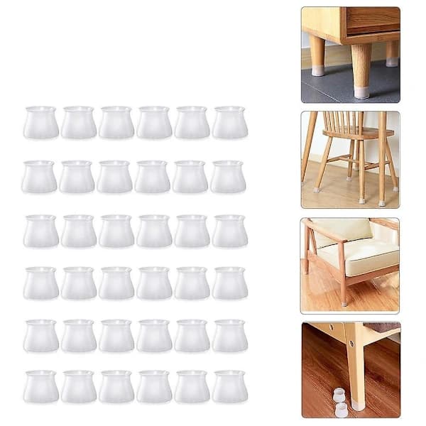 36 st runda silikonfötter för bord och stolar (vit)