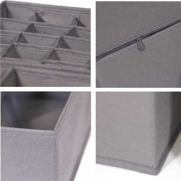(Grå) Skuffeorganisator - Ikke-vevd stoff - 2-pakning - 24 rom - Grå - Moderne design gray