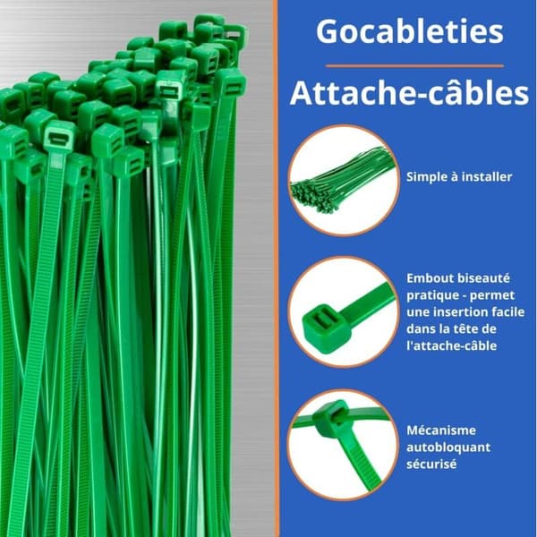 Nylon kabelbindere - 100 mm x 2,5 mm - Grøn - Små kabelbindere - Kabelbindere - 100-pak