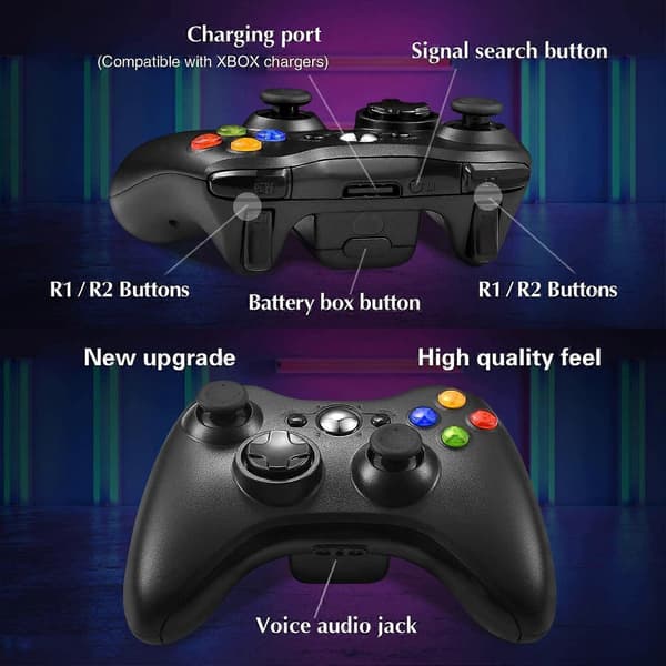 Xbox 360 trådløs controller sort