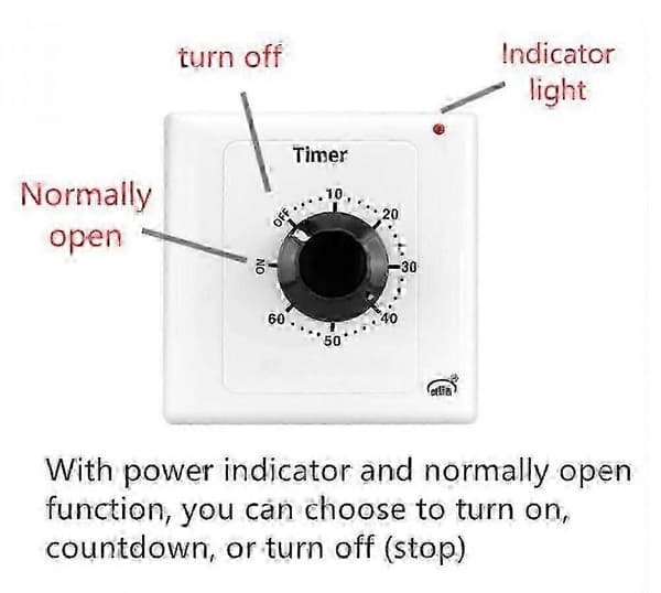 120 minutter tidsbryter, AC 220V 15A intelligent mekanisk nedtellingstimer stikkontakt tidsbryter 86 panel timer kontrollknapp