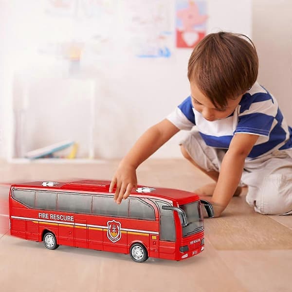 Legetøjsbus med trækfunktion, transportkøretøj, skolebusmodel, brand