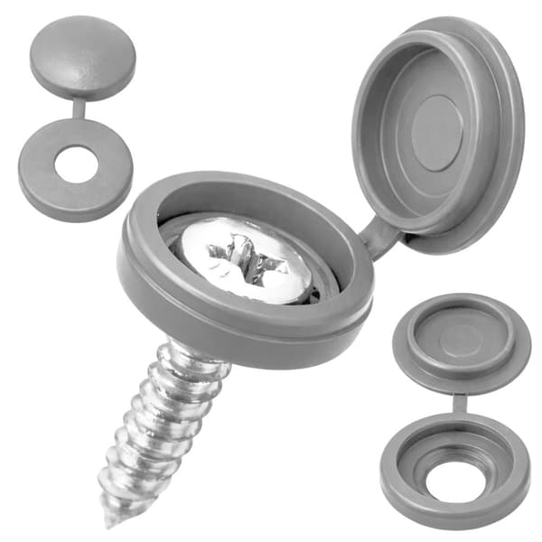 Skruvtäckpluggar 13 mm ljusgrå plast, 100-pack 38