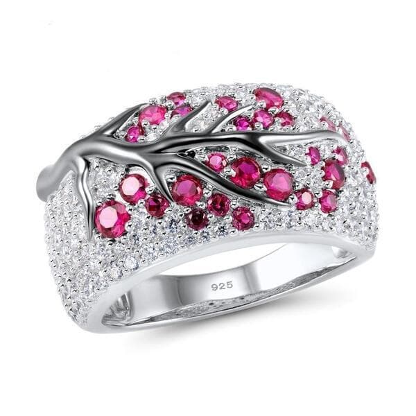 925 Sterling Sølv Kirsebærring Cubic Zirconia Trægrene Ring