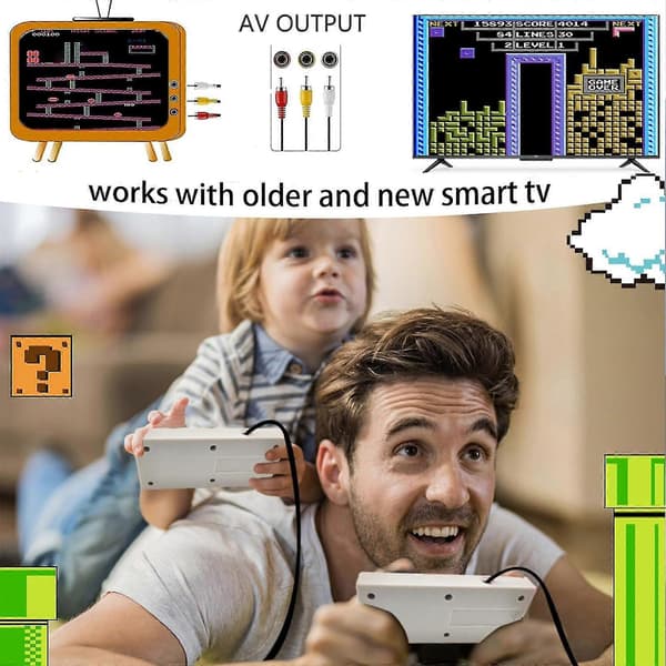 Mini retro spillkonsoll med 620 klassiske spill, plug and play