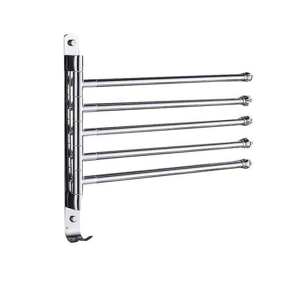 Svingbart håndklestativ, svingbar håndkleholder i rustfritt stål for baderom, sølv silver 32.5x34x3cm