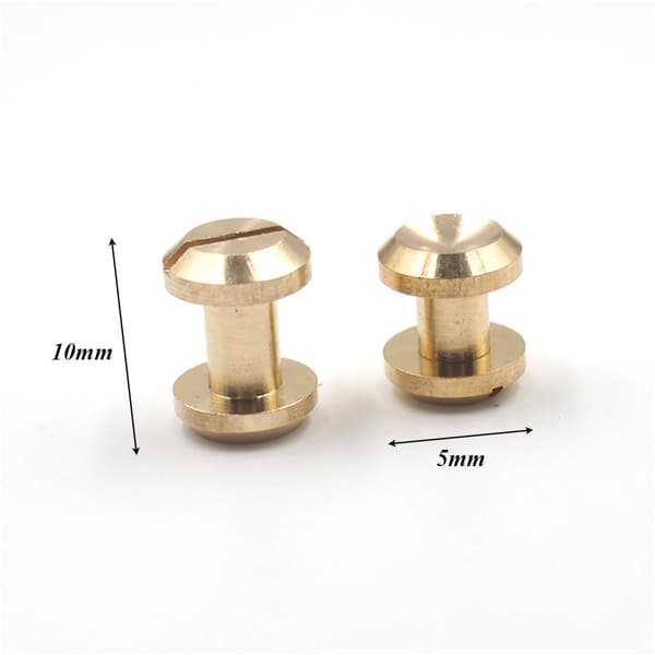 Søm skrue til bælter, massive messing nitter med fladt hoved Chicago skruer, fastgørelseskomponenter, holdbart hardware med glat kant til læderhåndværk DIY