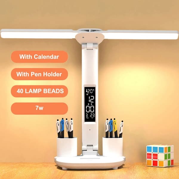 LED Skrivebordslampe, Multifunktionel Skrivebordslampe, USB Touch Natlampe med