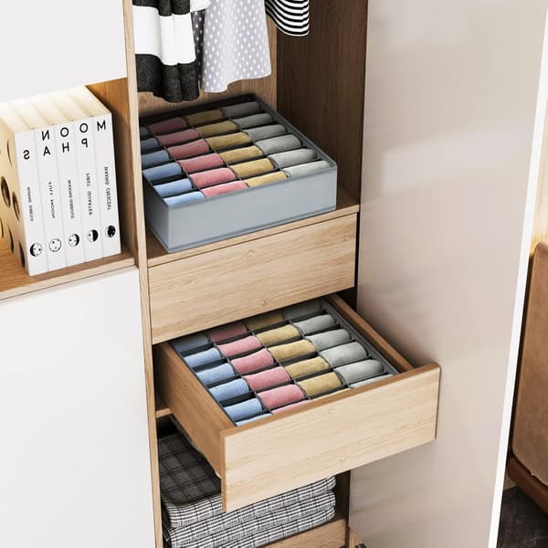 grå sammenfoldelig skuffeorganisator i non-woven til undertøj, bh'er