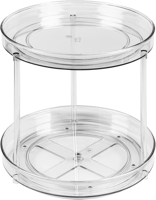 Organizer, Multifunktionel Krydderihylde Roterende Krydderihylde til Køkkenopbevaring, Roterende Krydderiholder, Transparent, 23,5 cm (Medium)