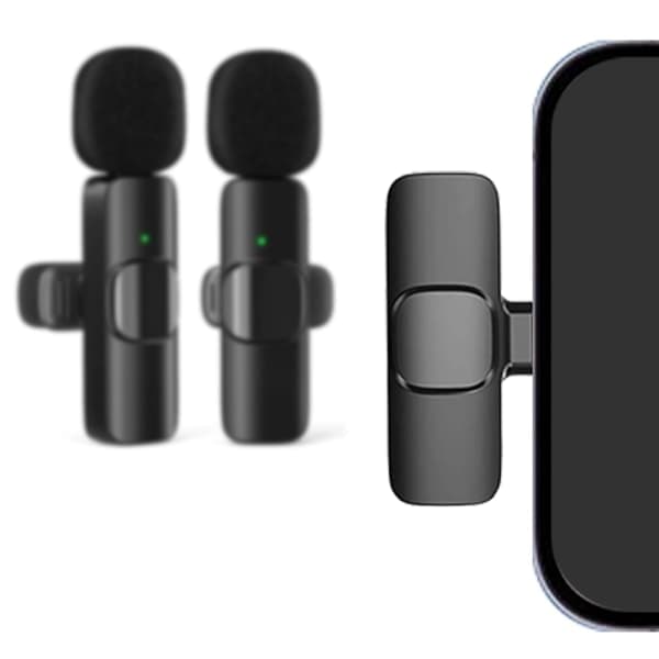 2-pak - Lavalier mikrofon til mobil - Trådløs - USB-C Sort[mo]