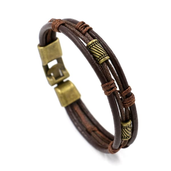 Læderarmbånd til mænd, brunt rebarmbånd, 8.