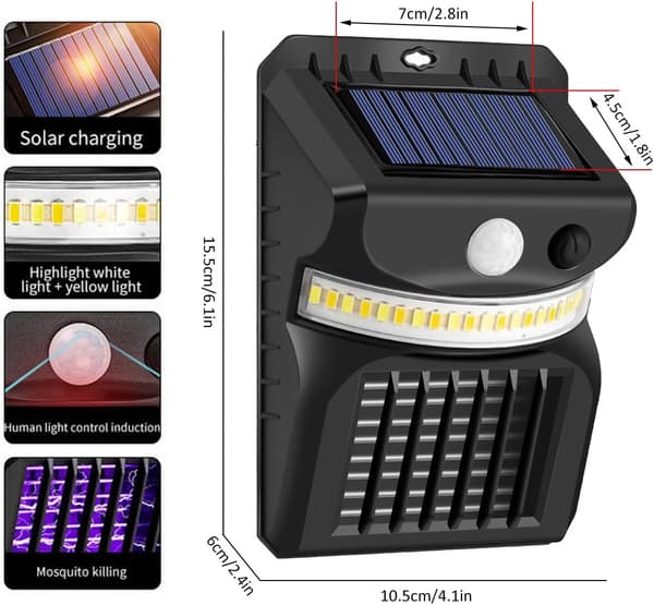 Hyttysten tappaja, 10W puutarhan vedenpitävä kärpäsloukku LED aurinko P