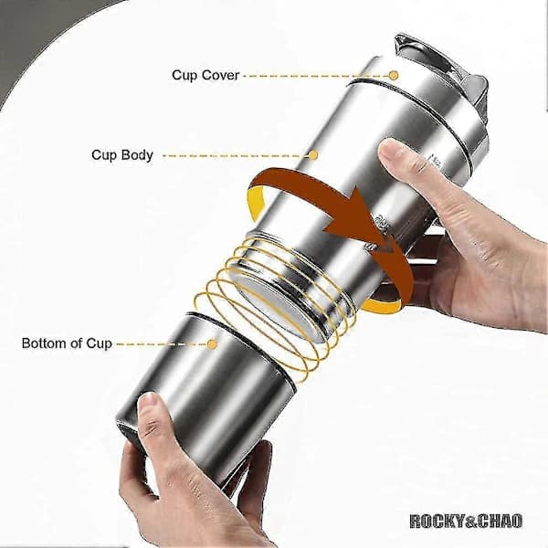 700 ml + 200 ml Protein Shaker i rustfrit stål med piskerkugle, bæredygtig bevægelse[pl]
