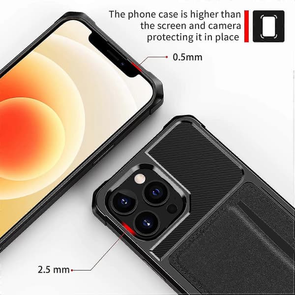 iPhone 12 -iskunkestävä lompakkokotelo korttipidikkeellä, suojaava