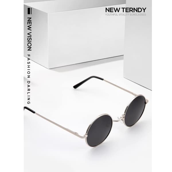 John Lennon-glasögon för män, runda solglasögon, polariserade cirkelformade